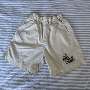 Men's Beige Shorts with Embroidered Design